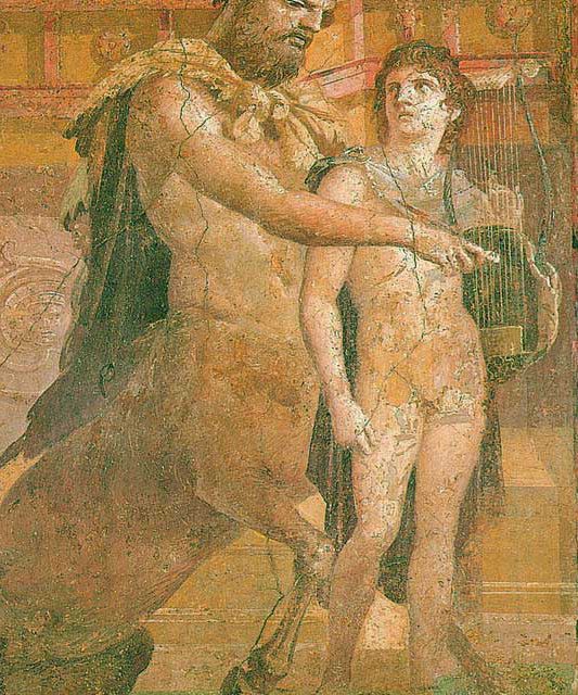 Le centaure Chiron enseignant à Achille comment jouer la lyre