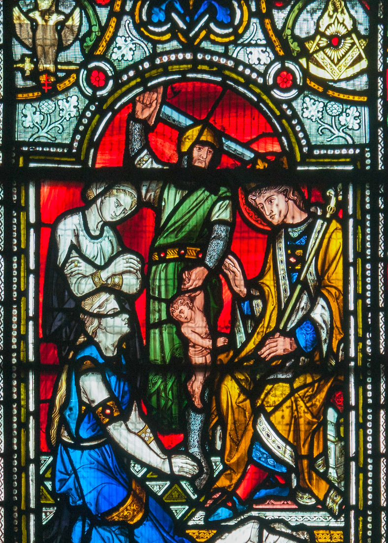 Détail d’un vitrail de la Cathédrale Christ Church de Dublin : le jugement de Salomon